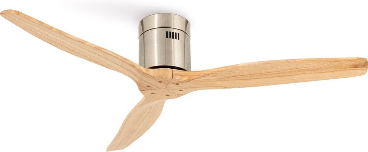 CREATE - Plafondventilator 40W silent Ø132 cm - Met Afstandsbediening - 6 Snelheden - Timer - Zomer/Winter functie - Níkkel - WIND CALM — afbeelding 1