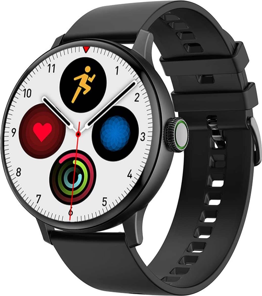 Belesy® NUMBER 2 - Smartwatch Heren – Smartwatch Dames - Horloge – Stappenteller – Calorieën - Hartslag – Sporten - Splitscreen - Kleurenscherm - Full Touch - Bluetooth Bellen – Siliconen – Zwart - Moederdag — afbeelding 1