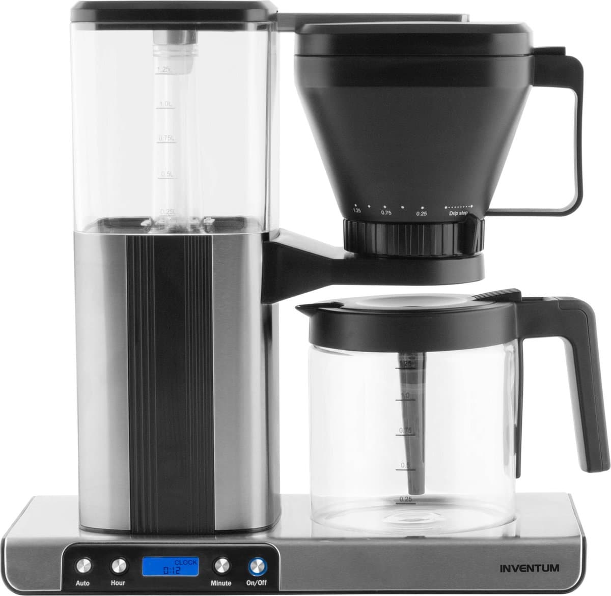 Inventum KZ813D - Koffiezetapparaat - 1,25 liter - 10 kopjes - Filter 1x4 - Glazen kan - Warmhoudfunctie - Filterkoffie - Zwart/RVS — afbeelding 1