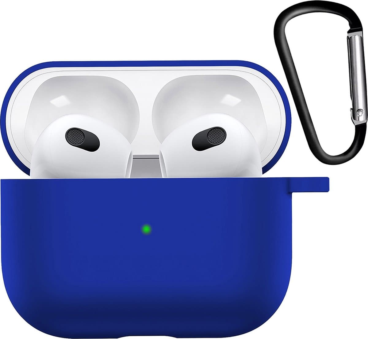 Hoesje - Geschikt voor Apple AirPods 3 - met Clip - Siliconen Hoes - Silicone Case Cover - Donkerblauw — afbeelding 1