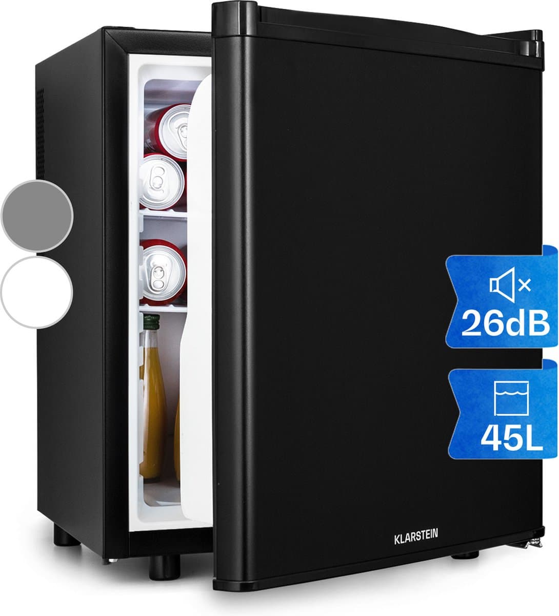 Klarstein Minibar minikoelkast voor op de kamer, minikoelkast voor drankjes, snacks en cosmetica, kleine , kleine en stille koelkast, verstelbare planken, kleine Skincar koelkast 5-22°C, 45L - 26 dB - voor Kantoor - Compact Vrijstaand — afbeelding 1