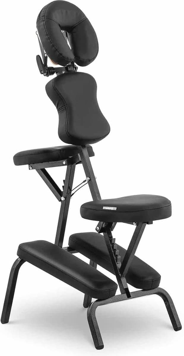 Massagestoel - Staal Frame, PVC Bekleding, Tot 130 kg Capaciteit, Incl. Zak - Kleur Zwart — afbeelding 1