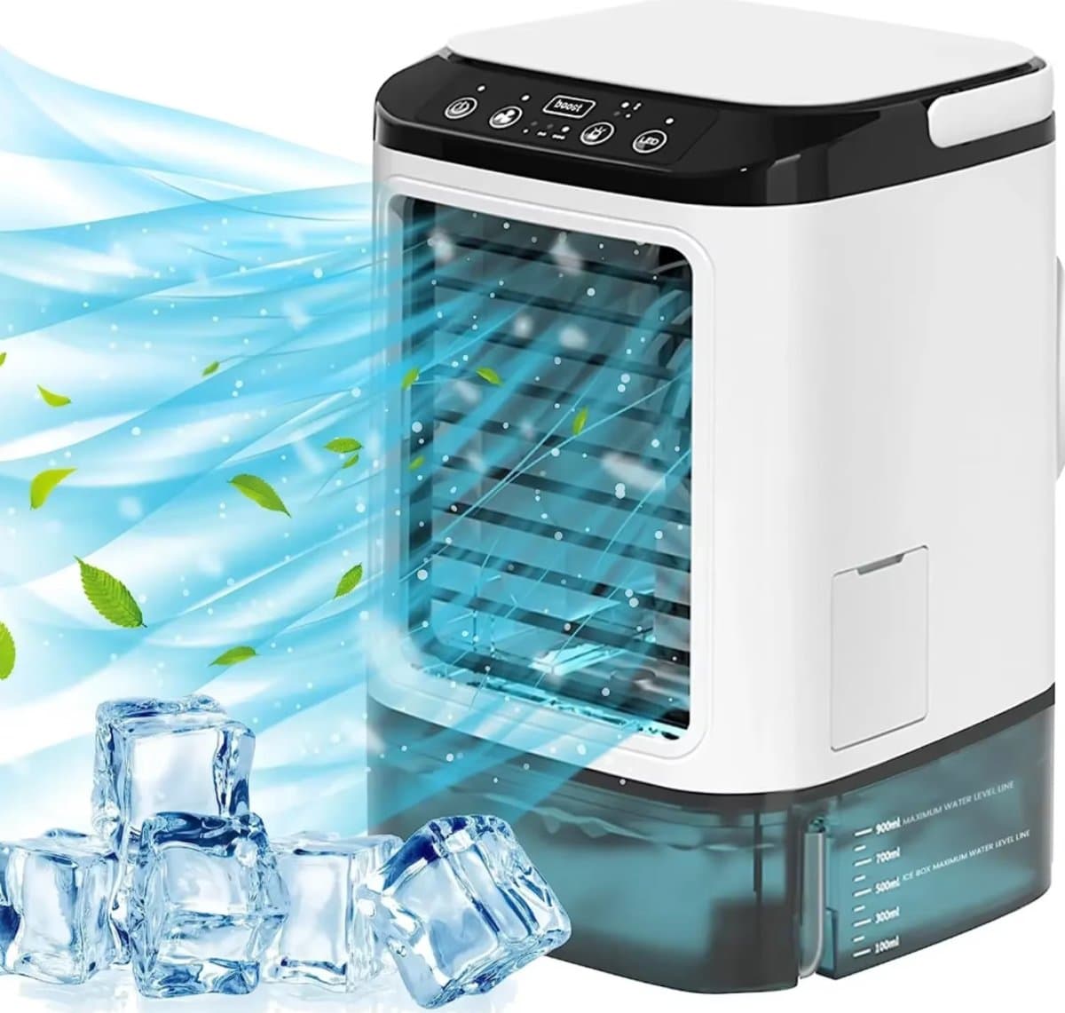 Portable Airco - Aircooler - Mini Airco - Airco Zonder Afvoerslang - Met Verlichting - Met Inbouw IJs Element - Ventilator - Energiezuinig - Draagbare Luchtkoeler - Mobiele Airco- 900ML — afbeelding 1