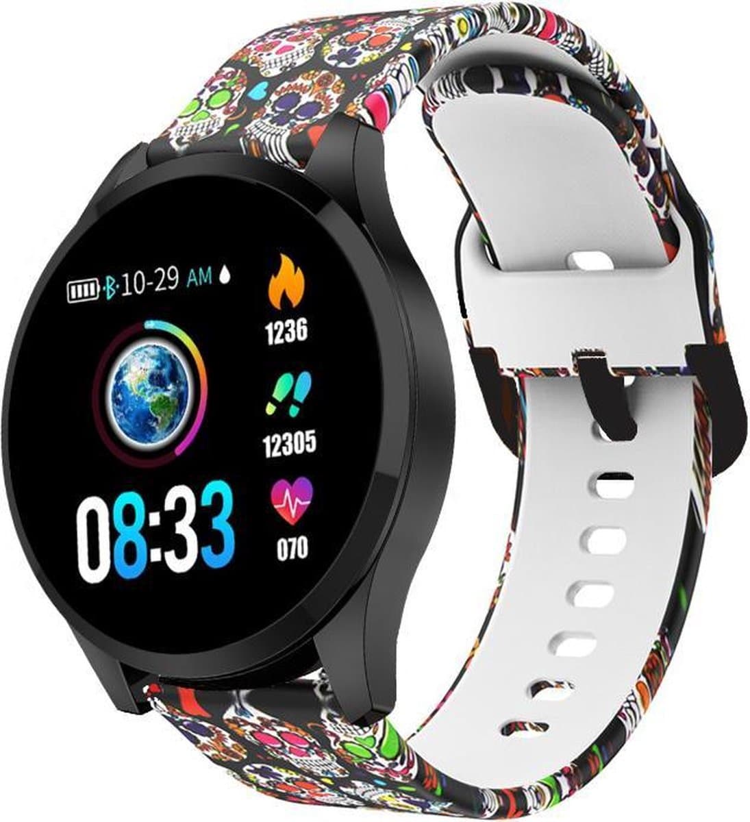 Belesy® BQSiZw8 Skull - Limited edition - Smartwatch dames - Zwart — afbeelding 1