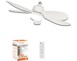 Ventilator lamp plafond-ventilatorlamp met afstandbediening-Plafondventilator met afstandsbediening - Schroefventilator met dimfunctie - Driekleurige plafondlamp voor slaapkamer, woonkamer, keuken, garage - Eetkamer - Wit-52x17 cm