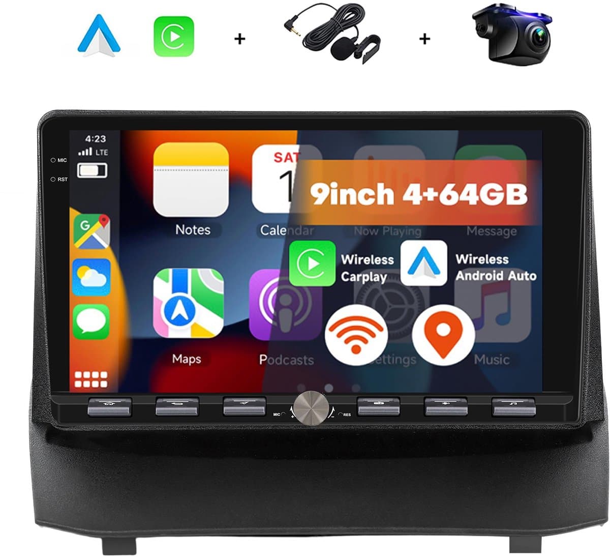 Boscer 2 Din Autoradio - Geschikt voor Ford Fiesta (2009-2014) - Draadloos Apple CarPlay & Android Auto - Vernieuwd Bedieningspaneel - 9 Inch HD Touchscreen - Android 15 - 4+64GB - WiFi, Bluetooth & USB - Camera & Microfoon — afbeelding 1