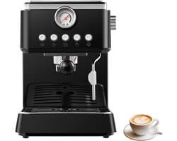 Espressomachine - Meerdere standen en nauwkeurige temperatuurregeling - Ideaal voor thuisbarista's - Uitgerust met stoomfunctie - Zwart