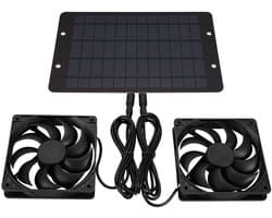 10W Zonneventilator Set, Dubbele Ventilator, Geschikt voor Zolder, Kas, Kippenhok, Huisdierhok & Auto