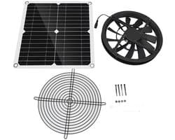 Zonne Afzuigventilator, 10 Inch 100W Waterdicht, Geschikt voor Kippenhok & Huisdierhok
