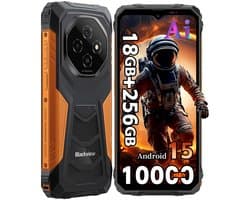 Blackview Robuuste Smartphone - 18 GB RAM - 256 GB ROM - 6,56 inch HD+ IPS - 10000 mAh - Dual SIM 4G - IP68 & IP69K Robuuste telefoon - Android 15 - GPS NFC - Oranje