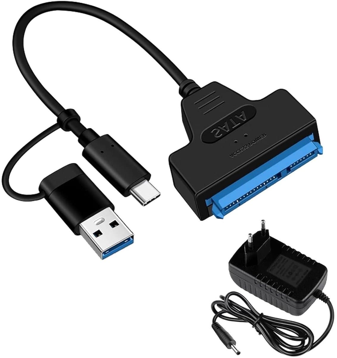 SATA naar USB Adapter - USB Converter Harde Schijf - Data Overzetten - Met Externe Voeding — afbeelding 1