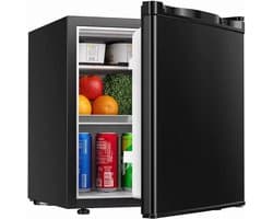 Noordvale 46L Mini Koelkast - Mini bar - Vriescombinatie - Omdraaibare deur - Mini Fridge - Vriesvak - Zwart - 44,4x46,8x48,3CM