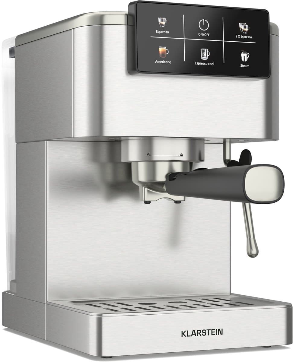 Klarstein Kabel SteelPresso Touch Portafiltermachine - Espressomachine met Siebdrager 20 Bar - Touch Display 1350W RVS - voor Keuken voor Espressoliefhebber - Compact Modern - Coffee Machine - Koffieautomaat — afbeelding 1