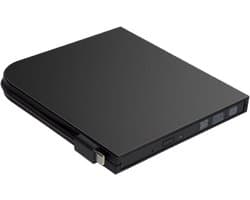 Externe CD/DVD-schrijver - Optisch station - Bestanden Archiveren - Dubbele Kabel - 14.2 cm breed - Zwart