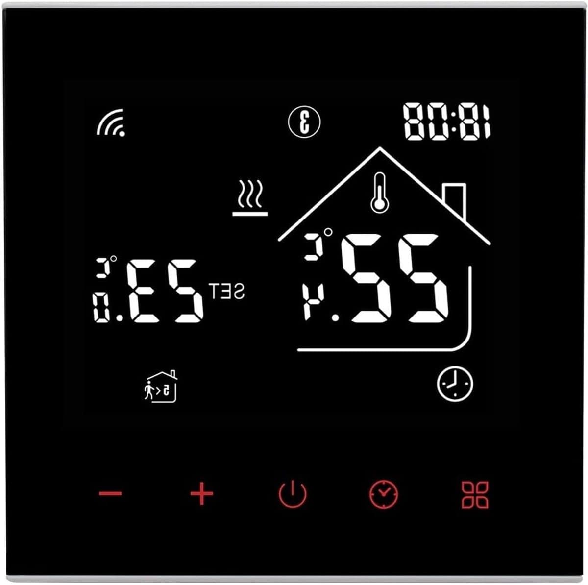Slimme Thermostaat - Temperatuurregelaar Vloerverwarming - Comfort Thuis - LCD Touchscreen - 60mm Installatie - Zwart — afbeelding 1