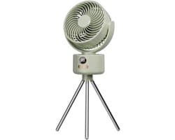 Oplaadbare campingventilator – Tafelventilator – Met afneembare standaard – Digitaal display – 3 snelheidsstanden – USB-opladen & driepootstandaard – Voor binnen en buiten – Lichtgewicht & draagbaar – Groen