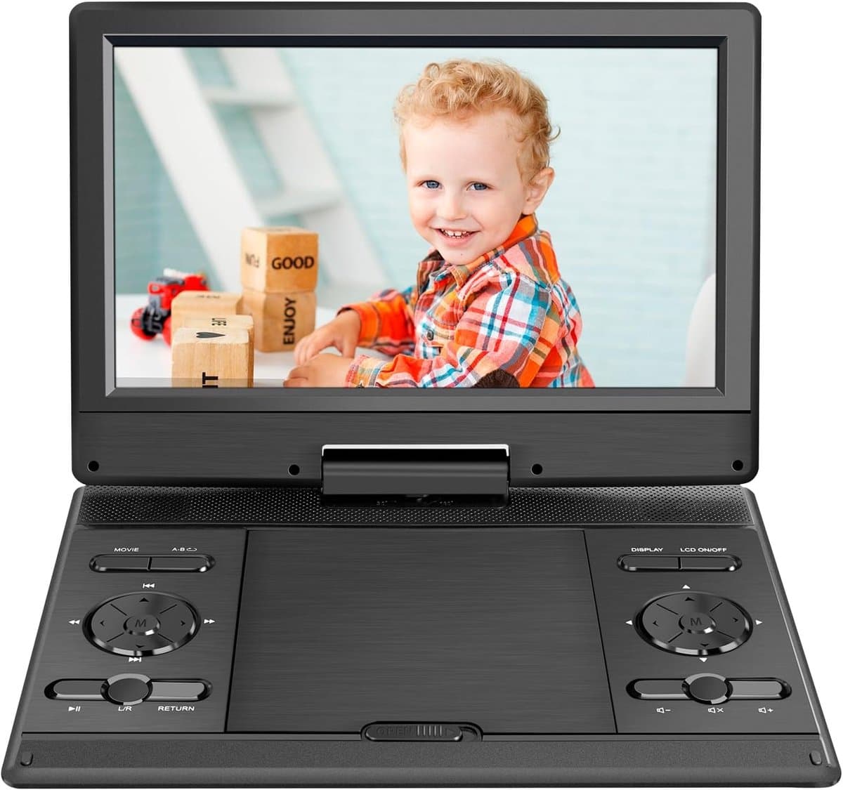 Draagbare DVD Speler 14,9 Inch – 12,1" HD Scherm | Oplaadbaar | USB & SD | TV Synchronisatie | Zwart — afbeelding 1