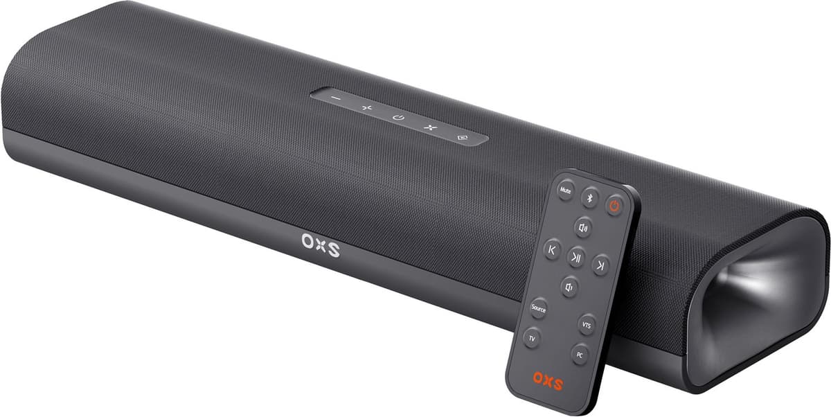OXS Thunder Lite PC-gaming-soundbar, soundbars voor tv met virtueel surround-geluid, 2 breedbanddrivers, basbuis, compact design, HDMI/Aux/optisch compatibel, Bluetooth 5.0-draadloze verbinding — afbeelding 1