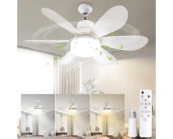 Ventilatorlamp met fitting en afstandsbediening - 20 Inch Schroefbare Plafondventilator - E26 Fitting - Dimbaar Licht 3000K-6000K - 40W - Geschikt voor Slaapkamer, Keuken en Woonkamer