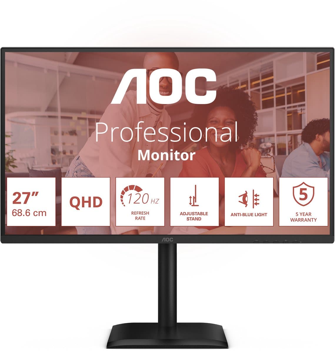 Aoc Monitor 27 Q27E4U Ips Qhd 120Hz Hdmi Dp Hub Voor Telewerken Met — afbeelding 1