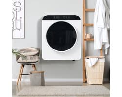 Re-purelife® wasdroger compact met 6 programma's - droogtrommel van ABS met UV- en hoge temperatuursterilisatie - wanddroger met timer en kinderslot - modern wit 49,5 × 42 × 59,5 cm