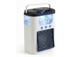 Ventilator - Draagbare luchtkoeler en ventilator - mini airco met 3 snelheden & 3 sproeistanden, 600 ml watertank, RGB-verlichting, oplaadbare mini-tafelventilator(zwart)