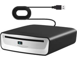 Flolife - Externe Universele CD-Speler voor Auto - Draagbare USB CD-Speler met Extra USB-Verlengkabel - Geschikt voor Auto, Laptop, TV en Mac