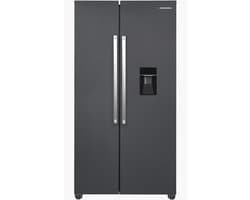 Heinner HSBS-HM529NFINVDGWDE++ American Side-by-Side Koelkast met Waterdispenser 529 L – Total No Frost – Inverter Compressor – Super Freeze – Open-deur Alarm – Vingerafdrukbestendige Afwerking – Antracietgrijs – 5 Jaar Garantie