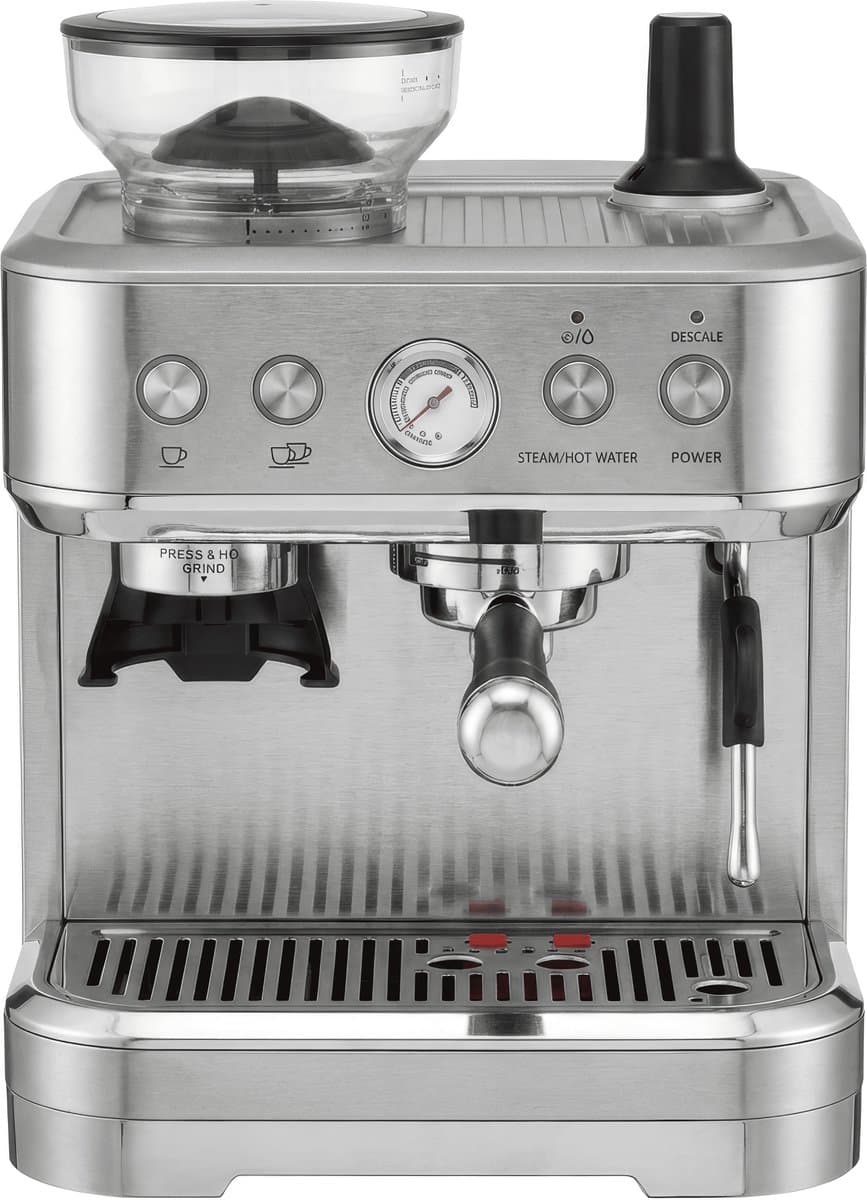 Koffiemachine van 15 bar met geïntegreerde molen - melkschuimer - 2,5 liter waterreservoir - roestvrijstalen barista-machine voor thuis en op kantoor. — afbeelding 1