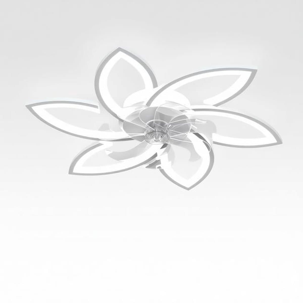 Plafondventilator met verlichting en afstandsbediening, 66W LED, 4600 lumen, dimbaar, 6 snelheden, 78 cm- Wit. — afbeelding 1