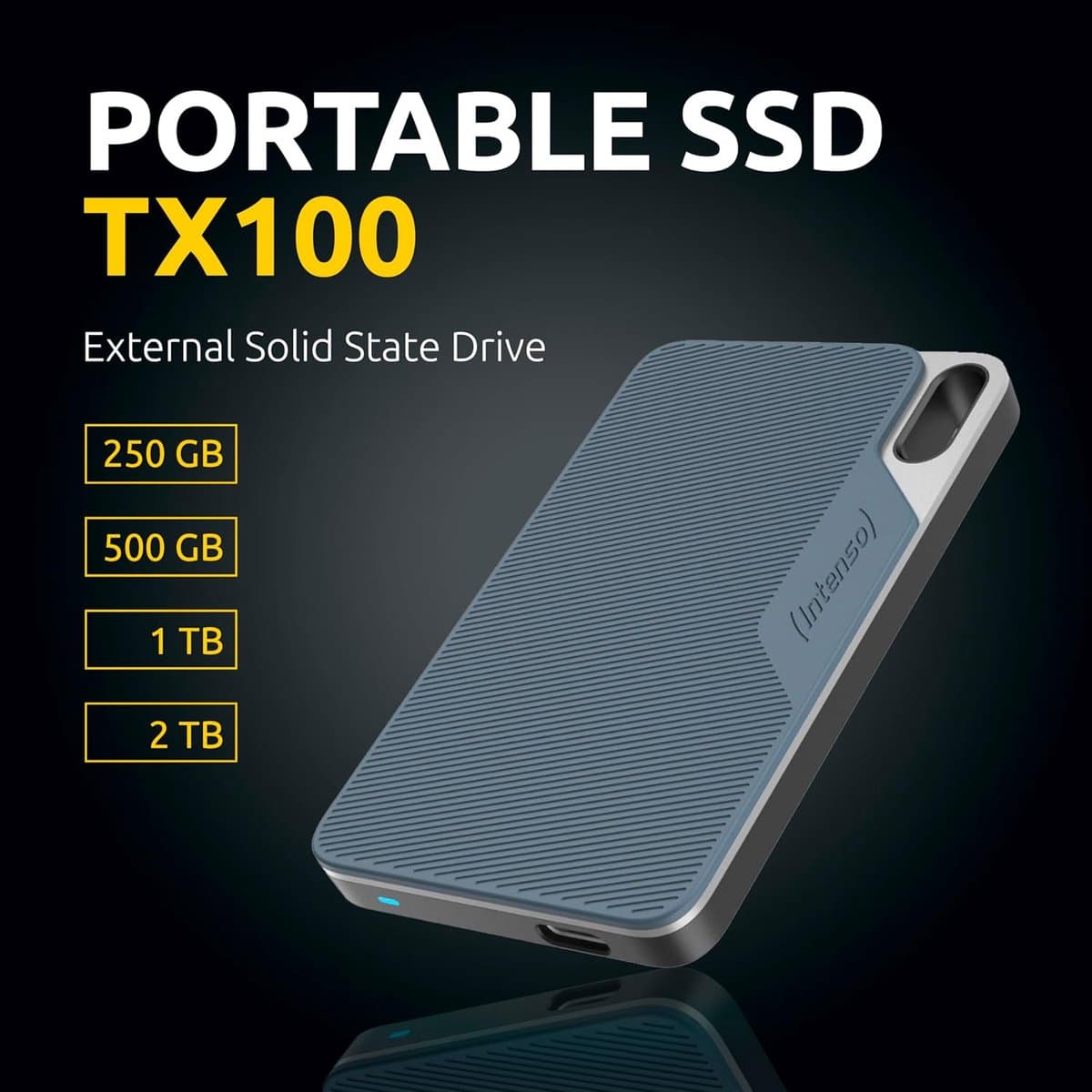Externe SSD - Draagbare Opslag - Gegevens Meenemen - Schokbestendig Oppervlak - 250 GB - Grijs Blauw — afbeelding 1