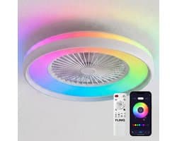 FlinQ LumiFan XL Ø60 cm Smart Plafondventilator met Verlichting - Lamp met 16 Miljoen Kleuren - Ventilator voor aan het Plafond - Ideaal voor op de Slaapkamer - Bestuurbaar met App of Afstandsbediening