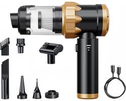 Handstofzuiger met een superzuigkracht van 18000 PA, 4-in-1 auto- en huisstofzuigerset, USB-C opladen, wasbaar filter, compact en draagbaar, verwijdert gemakkelijk auto- en dierenhaar.