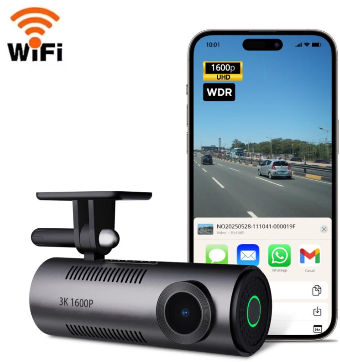 Dashcam - 1440P dashcam auto, wifi, nachtzicht, bewegingsdetectie, time-lapse-opname, WDR, loop-opname, parkeermodus, wifi, app, — afbeelding 1