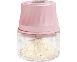Mini Keukenmachine - Hakmolen - Snel Ingrediënten Snijden - Draadloos en USB-oplaadbaar - 350ml - roze