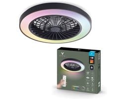 Varin® Plafondventilator met verlichting - Zwart - Tuya Wifi - LED 30W RGBW - Ø 50cm - Super stil - Afstandsbediening smart lamp - Plafondlamp slaapkamer - Plafonniere woonkamer - Plafondlampen - Plafond lamp - Verlichting kinderkamer - Ventilator