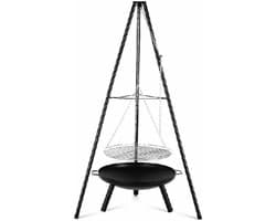 Rolu Barbecue – Vuurschaal BBQ – 94 × 94 × 149,5 CM – Grill Set - Grilloppervlak Ø52 CM – Driepoot Constructie – Dutch Oven