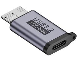 USB-C naar Micro USB-B Adapter – Micro B 3.0 / 10Gbps – Verloopstekker voor Externe HDD & SSD Harde Schijf – Geschikt voor WD My Passport & Seagate – Space Grey