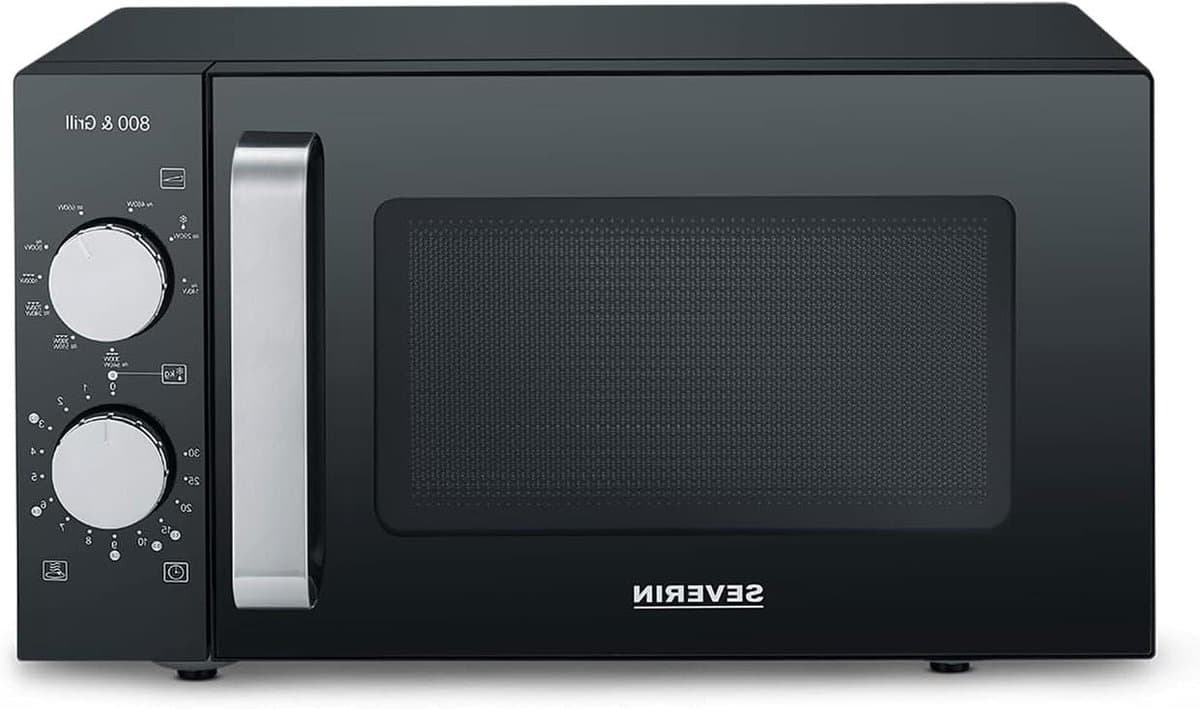 Magnetron met Grill - Oven Apparaat - Eten Opwarmen - Platte Bodem - 20 Liter - Zwart RVS — afbeelding 1