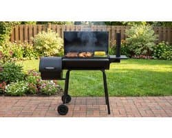 Houtskoolbarbecue House&Garden Smoker Pro XXL – BBQ Grillwagen met Deksel, Rookoven, Thermometer & Zijtafels – Grote Houtskool Grill Smoker voor Buiten – Verrijdbare Barbecue Grill met Schoorsteen – 147x126x126 cm – Zwart