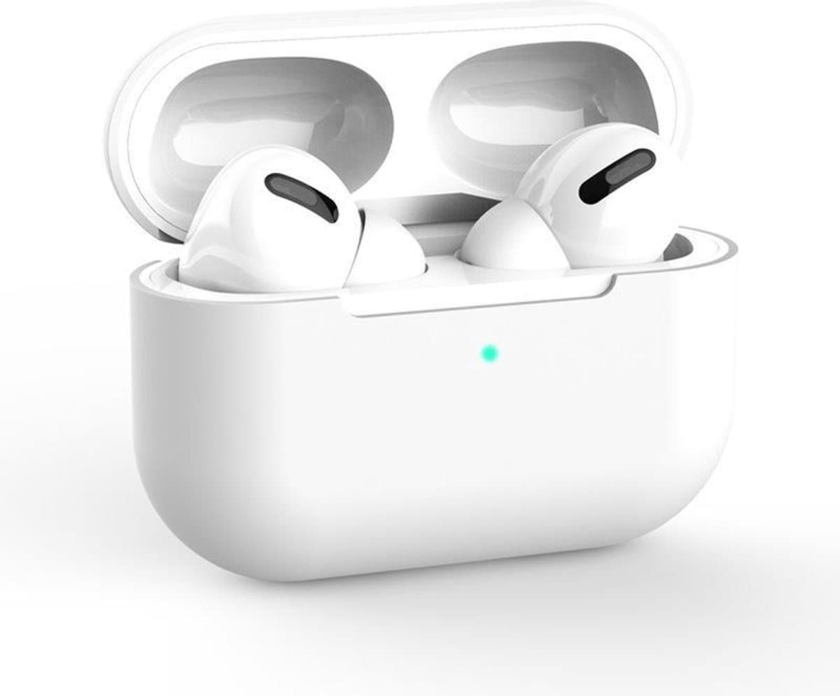 Hoesje geschikt voor Apple AirPods Pro - Siliconen case - AirPods cover - Protective case - Beschermhoes - Hoes oortjes - Softcase - Oplaadcase bescherming - Krasbestendig - Wit - 1 stuk - Jony — afbeelding 1