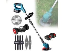 Elektrische grasmaaier - Draadloze trimmer - Gazon onderhoud - Opvouwbaar ontwerp - 23 cm snijbreedte - Zwart