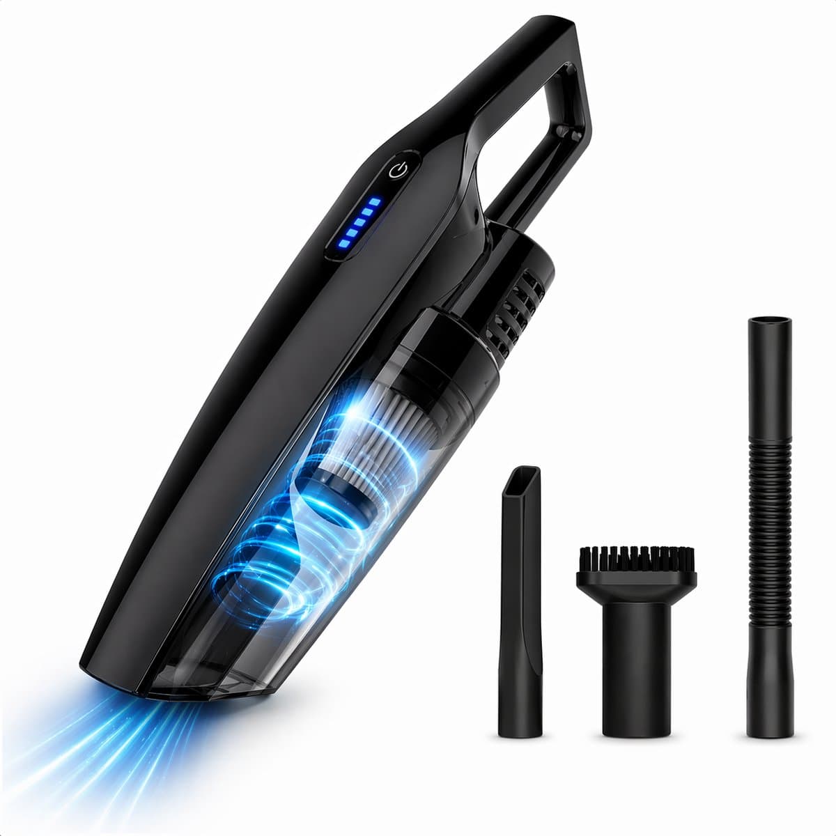 Kruimelzuiger Snoerloos 5500 Pa – Handstofzuiger met HEPA Filter – 2-in-1 Auto Stofzuiger & Airduster – Draadloos, Oplaadbaar, 3 Opzetstukken – Krachtige Kruimeldief Zwart — afbeelding 1