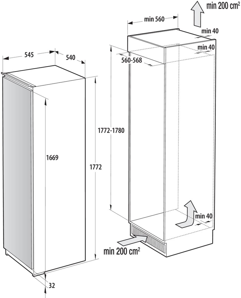 Hisense RL3B303SAWC | Inbouw koelkast | 178 cm | Deur op deur — afbeelding 1