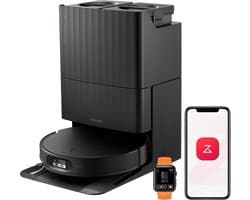 Roborock Qrevo Edge 2-robotstofzuiger-25.000 Pa-7,98 cm ultraslank ontwerp-12 mm dweilheffing-80℃ Warmwatermopwas&Zelfreinigend Station-FlexiArm Technology-RetractSense navigatiesysteem-dubbel anti-klitssysteem-Reactieve AI en Roborock app-bediening.