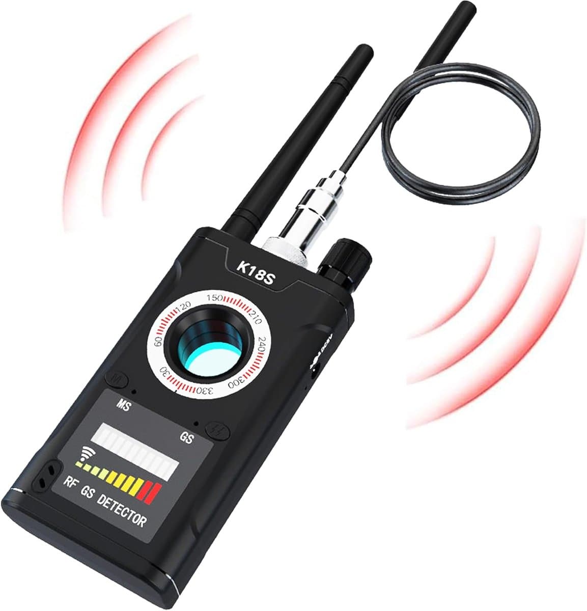 Professionele detector voor verborgen camera's, GPS-trackers en afluisterapparatuur | Zeer gevoelige en instelbare RF-signaalzoeker voor hotels, reizen en auto's | Compact en gebruiksvriendelijk voor optimale privacy en gemoedsrust — afbeelding 1