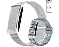 Lichtgewicht fitnessarmband met 24/7 gezondheidsmonitoring, meer dan 120 sportmodi en slaapanalyse – 1 ATM waterdichte activity tracker met meldingen – zilverkleurig