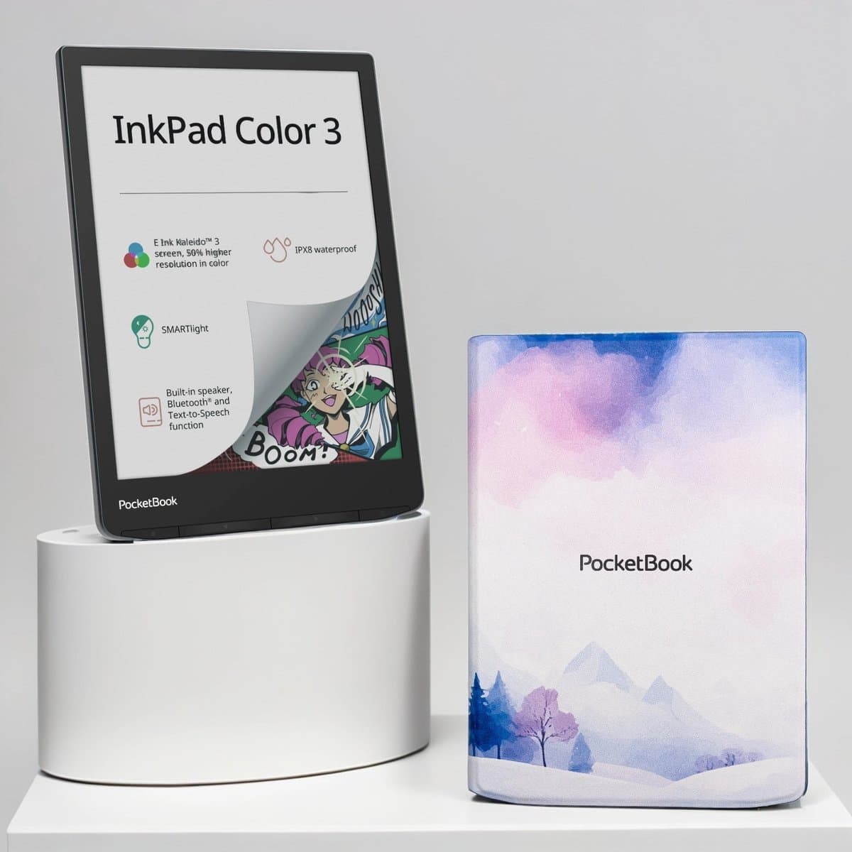 PocketBook InkPad Color 3 e-reader – 7.8 inch – 32 GB – waterdicht + Wintertime Flip Cover – voordeelbundel — afbeelding 1