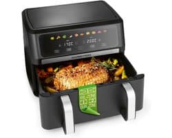 Heteluchtfriteuse - Dubbele Kamer - Gezond Koken - Vario Kamer Technologie - 10 Liter Capaciteit - Zwart