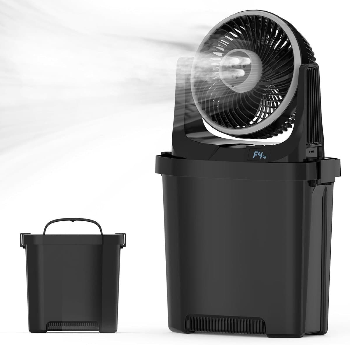 Draagbare luchtkoel ventilator – Mini aircooler met verneveling – Koelen & bevochtigen – Stil en compact – Ideaal voor slaapkamer, bureau & reizen — afbeelding 1